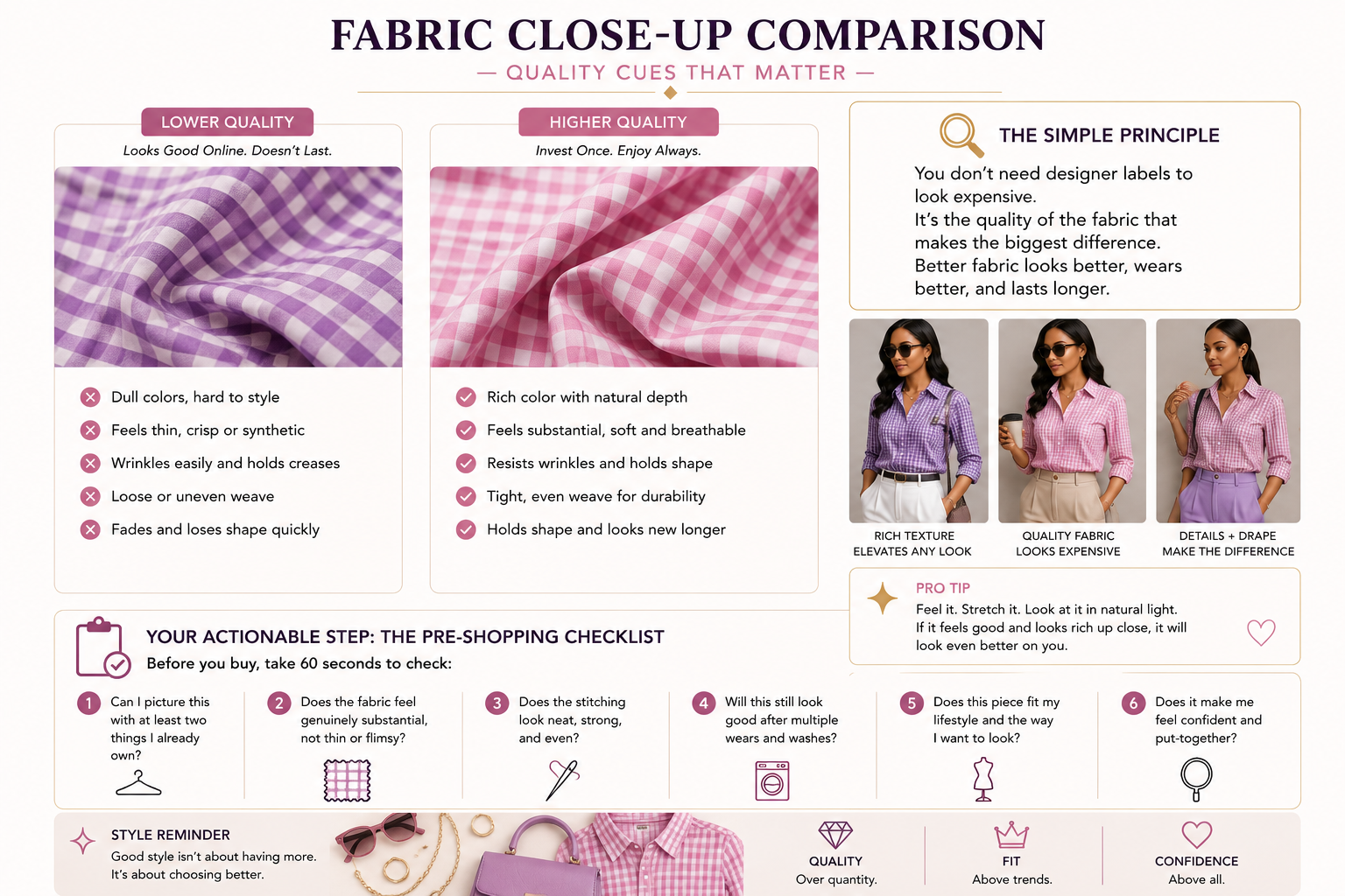 Fabric close-up comparison — quality cues